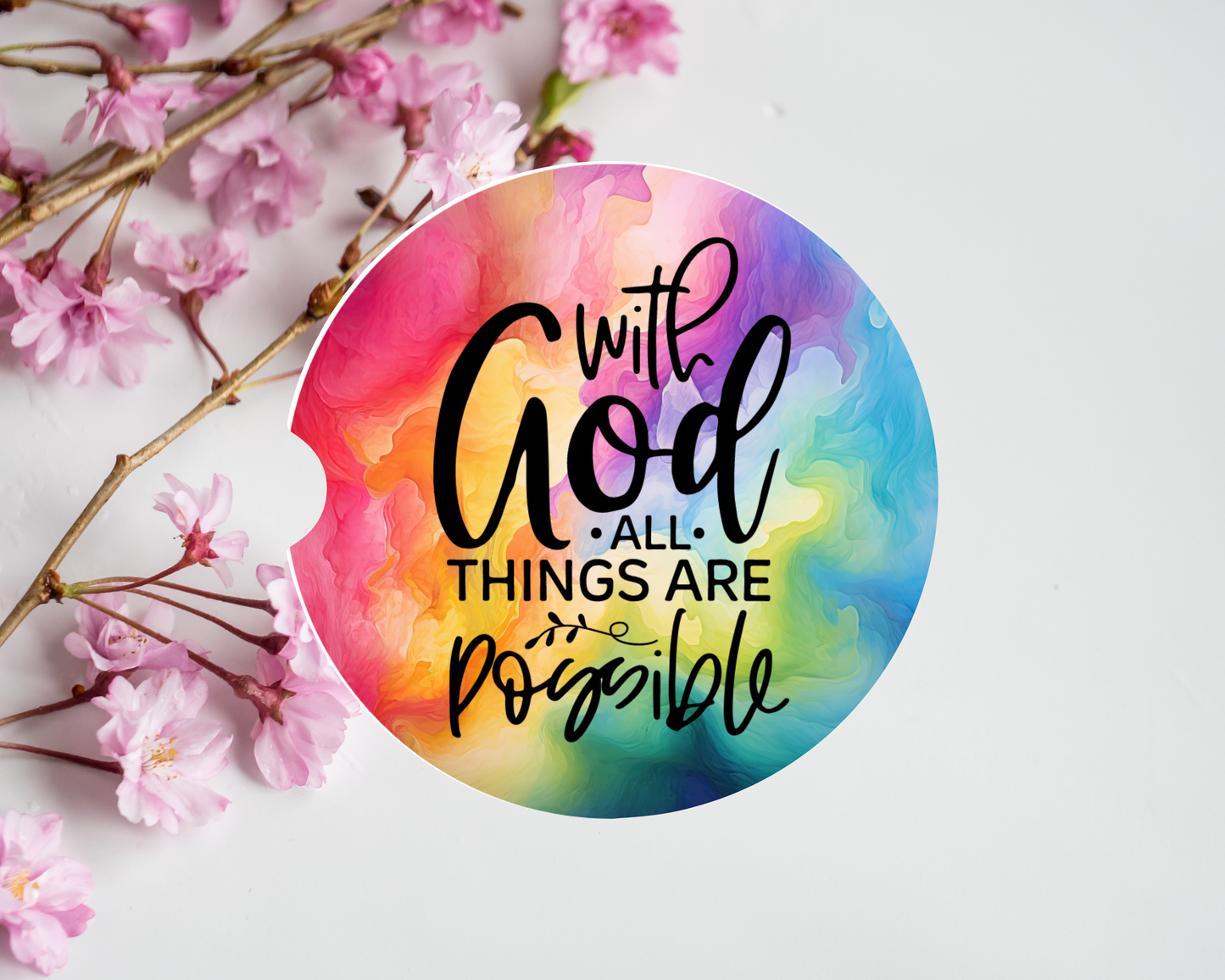 With God All Things Are Possible Car Coasters