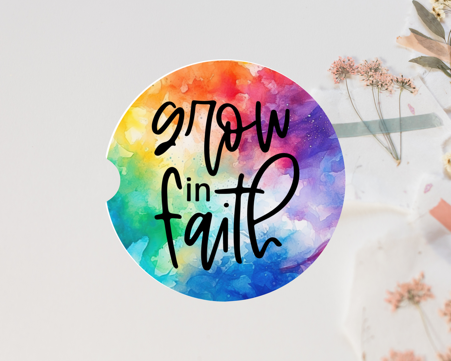 Grow In Faith Car Coasters