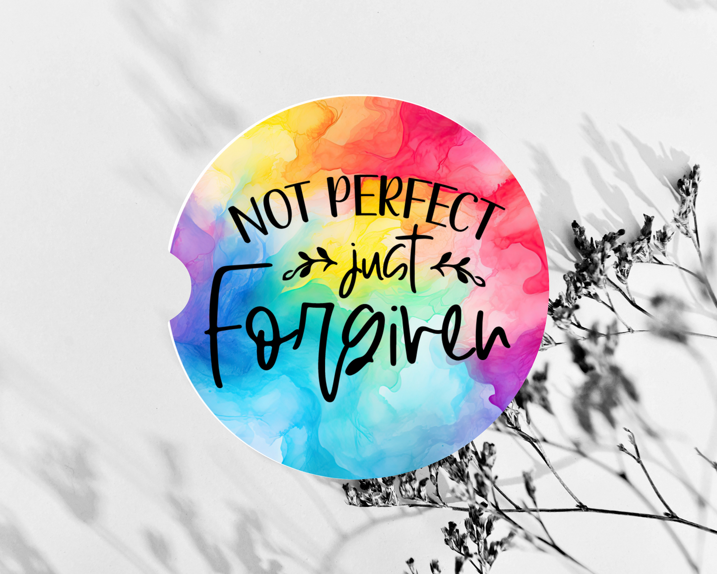 Not Perfect Just Forgiven Car Coasters