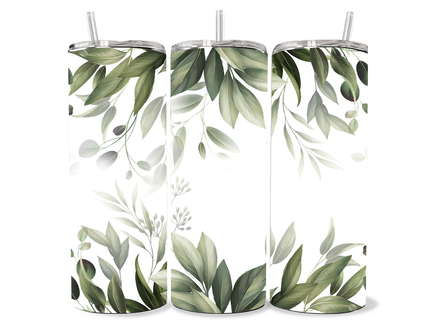 Green Leaves Boho 20 oz Skinny Tumbler