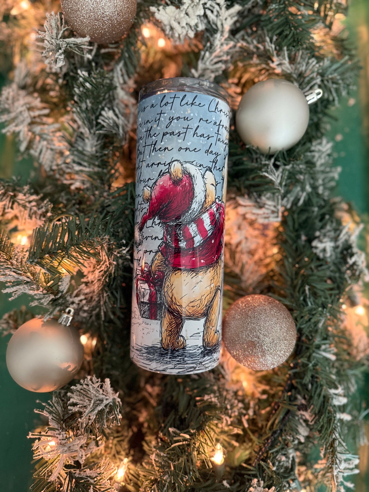 Winnie the Pooh Christmas 20 oz Tumbler