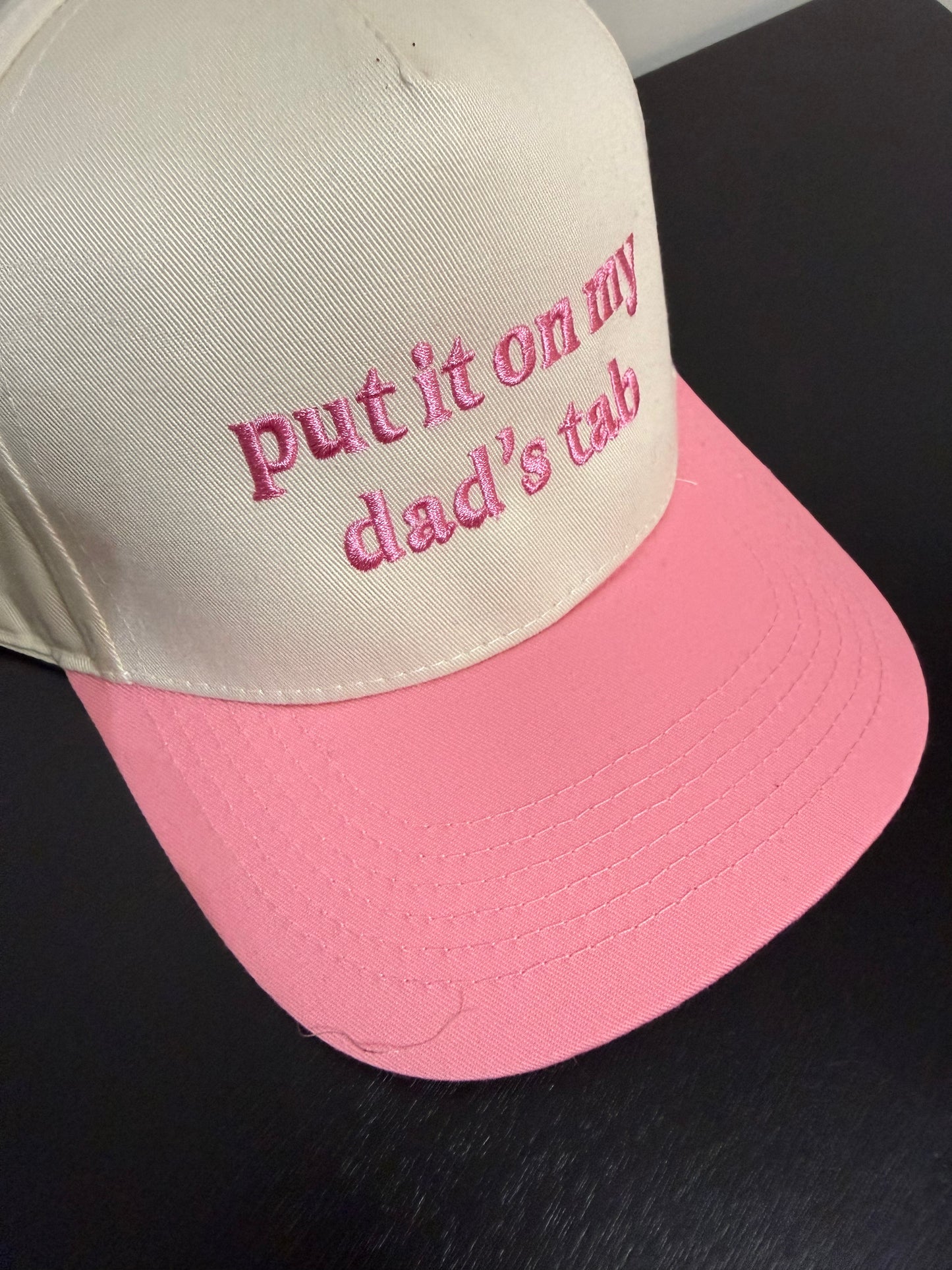 Put It On My Dad's Tab Two-Toned Embroidered Hat