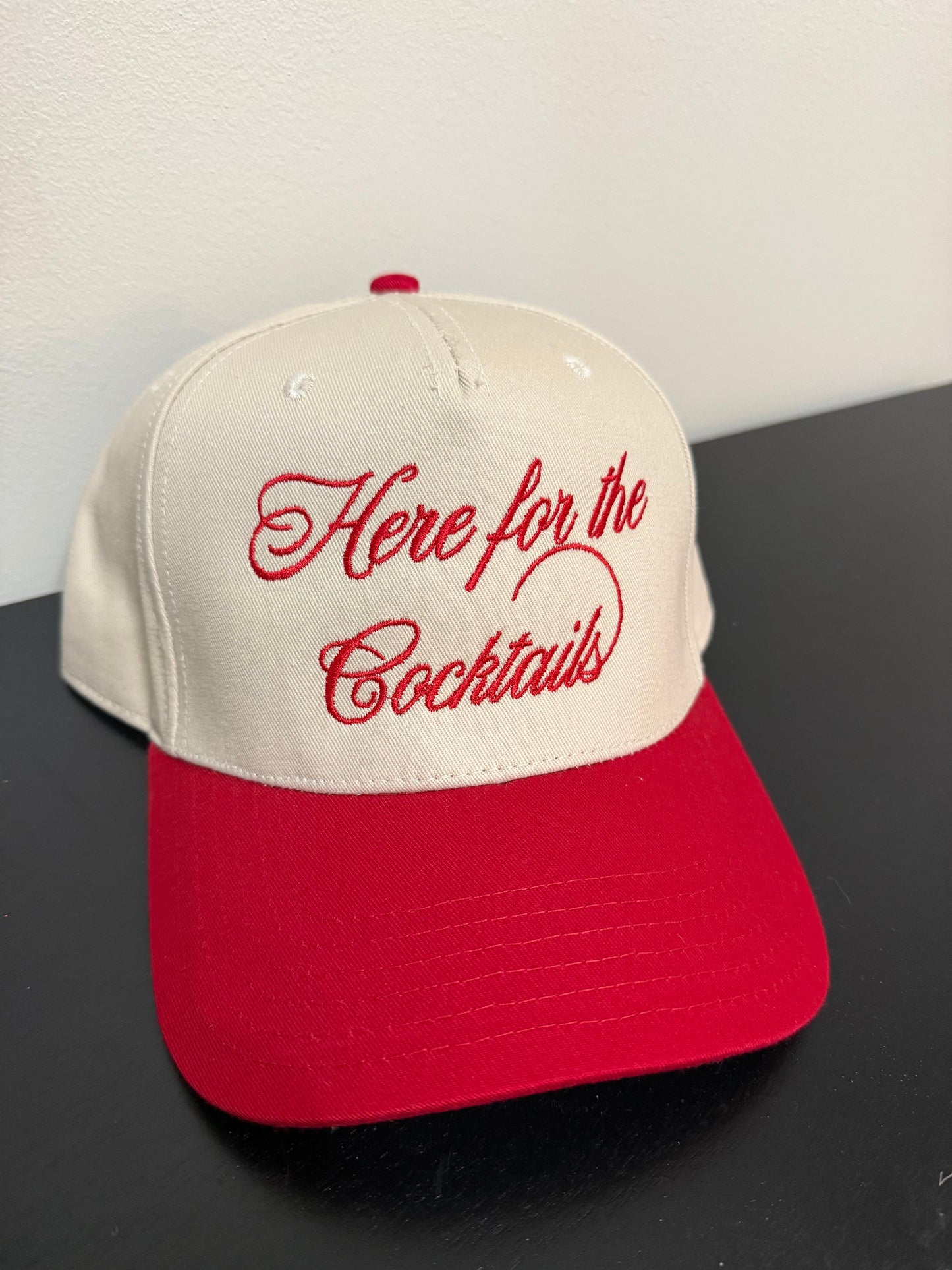 Here For The Cocktails Two-Toned Embroidered Hat