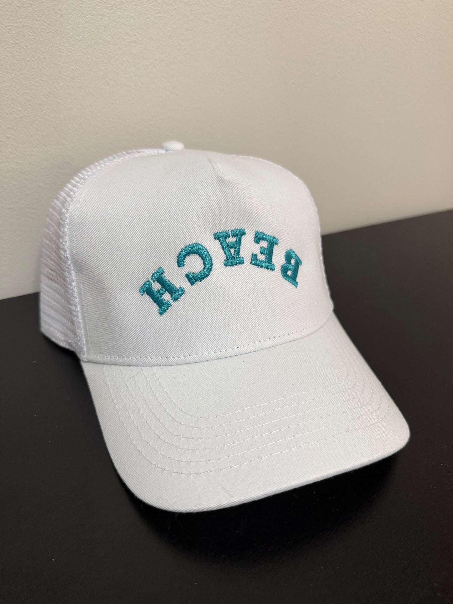 "Beach" Upside Down Embroidered Hat