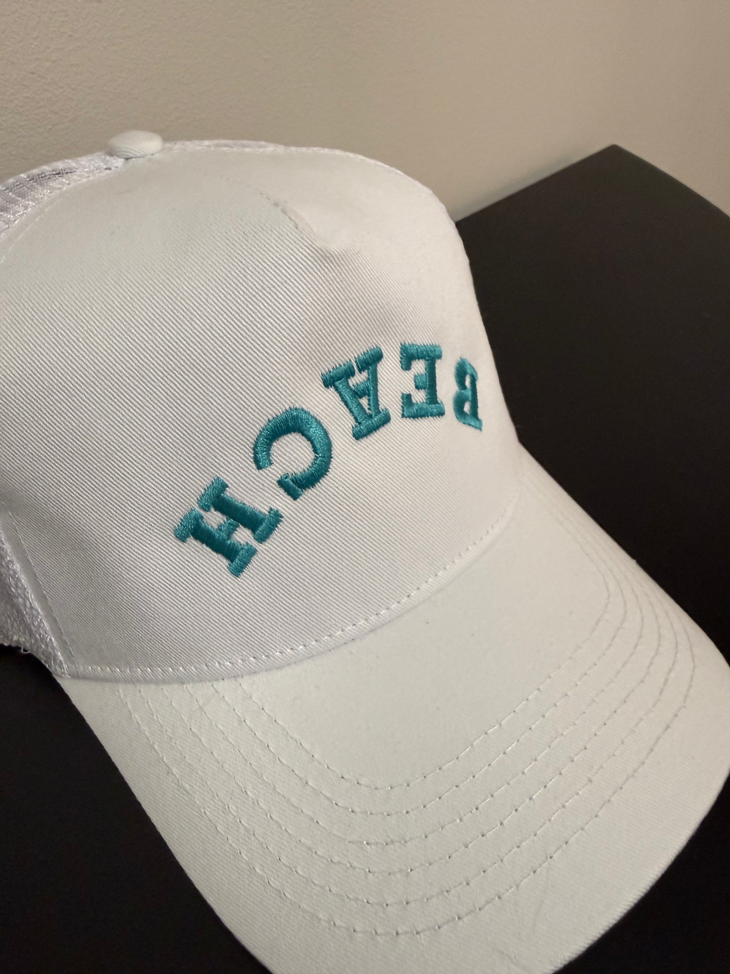 "Beach" Upside Down Embroidered Hat