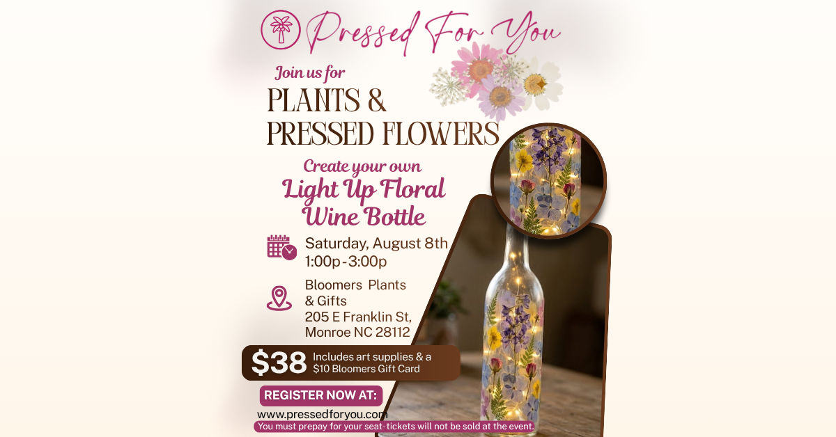 Plants and Pressed Flowers Class at Bloomers