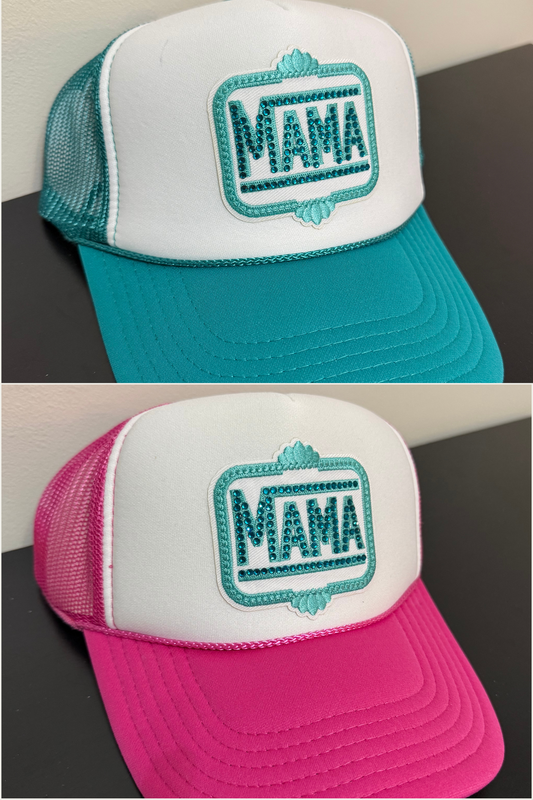 "Mama" Rhinestone Patch Foam Hat